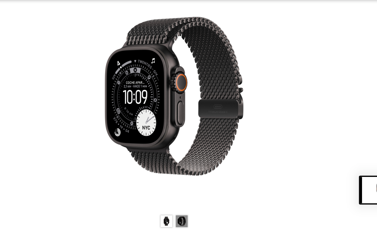 Apple Watch Ultra 3 49mm Titanio Negro Milanesa Loop Negro (Small)