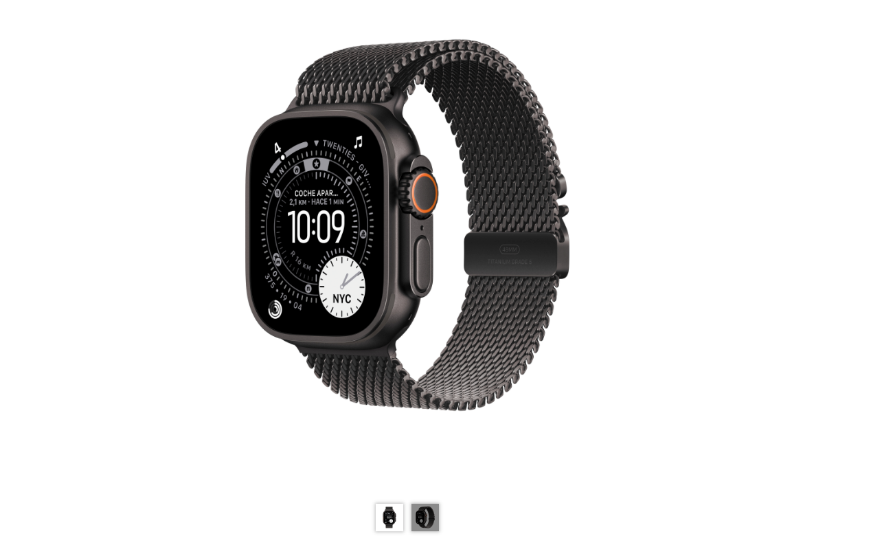 Apple Watch Ultra 3 49mm Titanio Negro Milanesa Loop Negro (Medium)