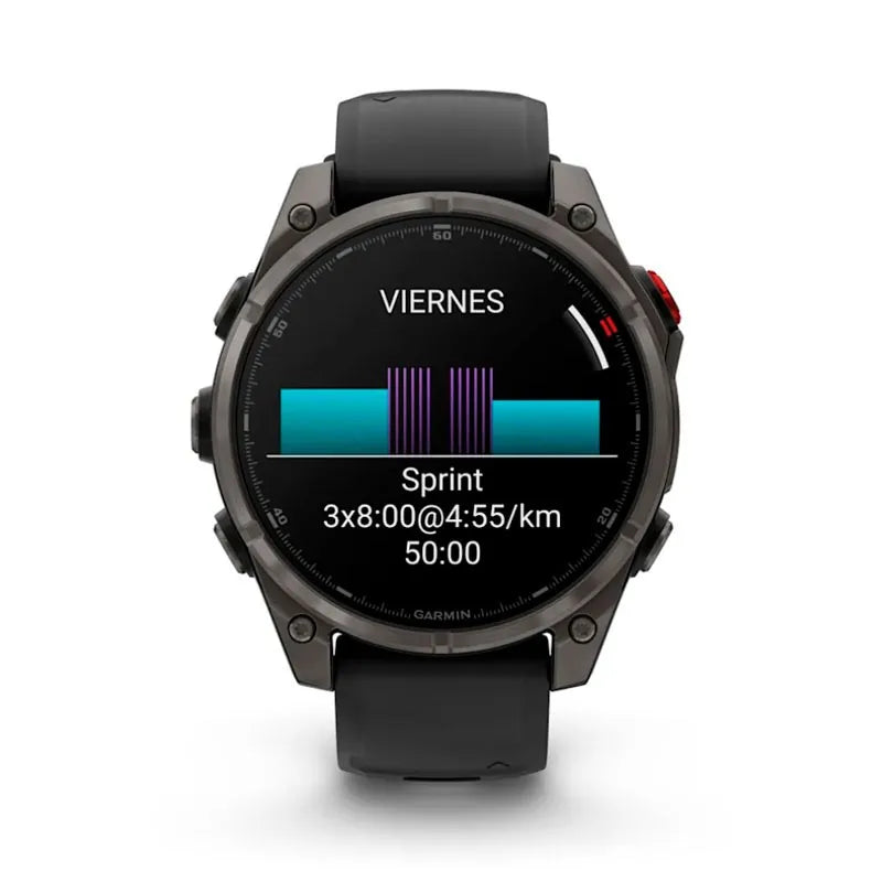 Garmin Fenix 8 AMOLED Zafiro 47 mm Titanio gris carbón correa negro