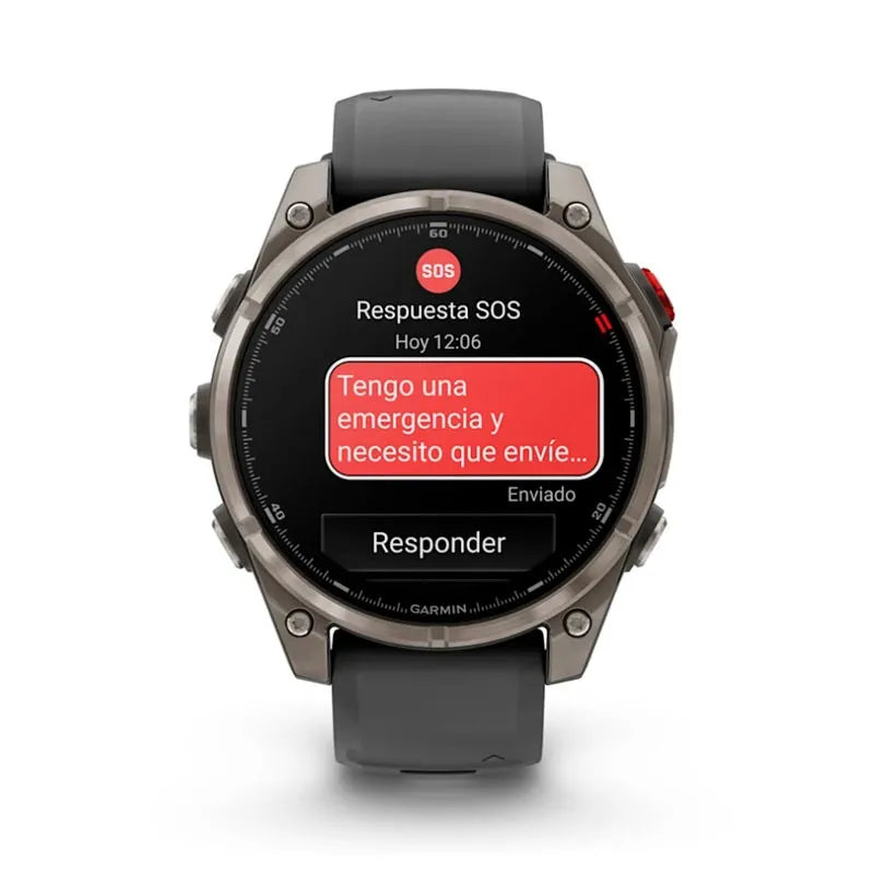 Garmin Fenix 8 AMOLED Zafiro 47 mm Titanio gris carbón correa negro