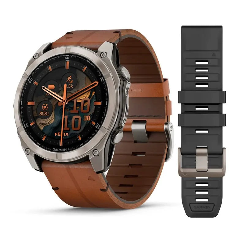 RELOJ GARMIN FÉNIX 8 51MM AMOLED PIEL TITANIO ZAFIRO