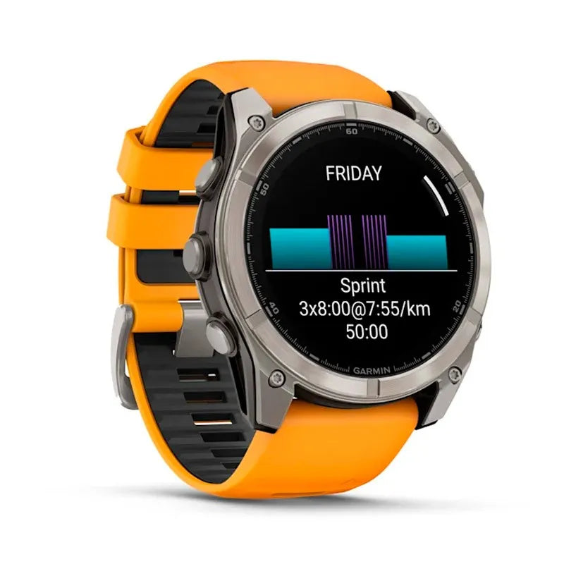 RELOJ GARMIN FÉNIX 8 51MM AMOLED TITANIO SILICONA NARANJA ZAFIRO