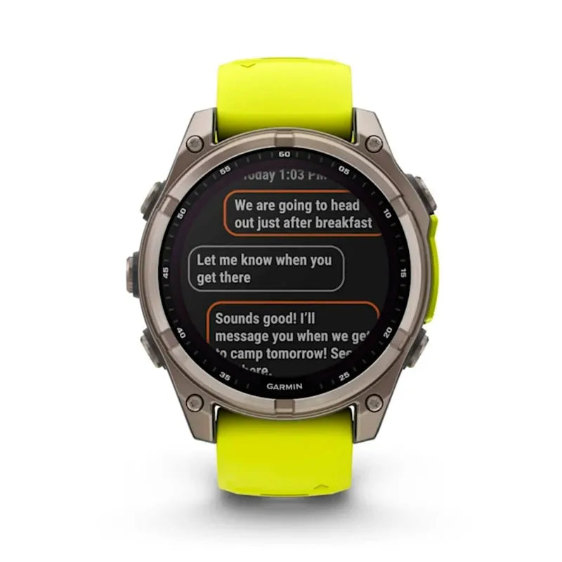 RELOJ GARMIN FÉNIX 8 47MM SOLAR ZAFIRO TITANIO SILICONA AMARILLA