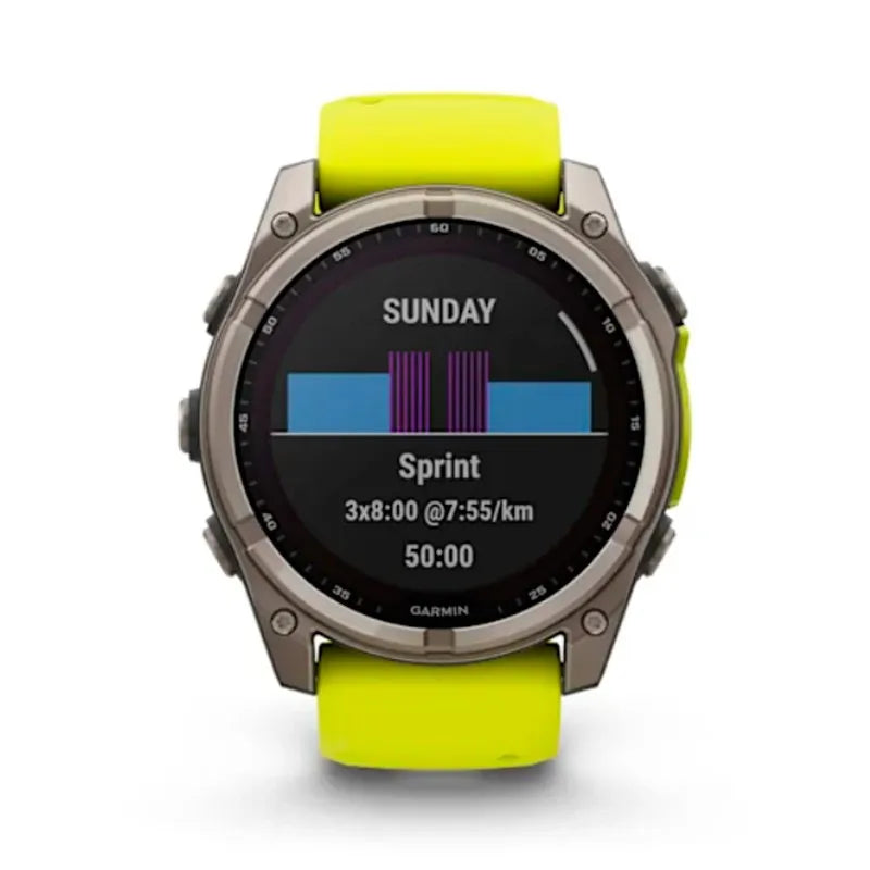 RELOJ GARMIN FÉNIX 8 51MM SOLAR ZAFIRO TITANIO SILICONA AMARILLA