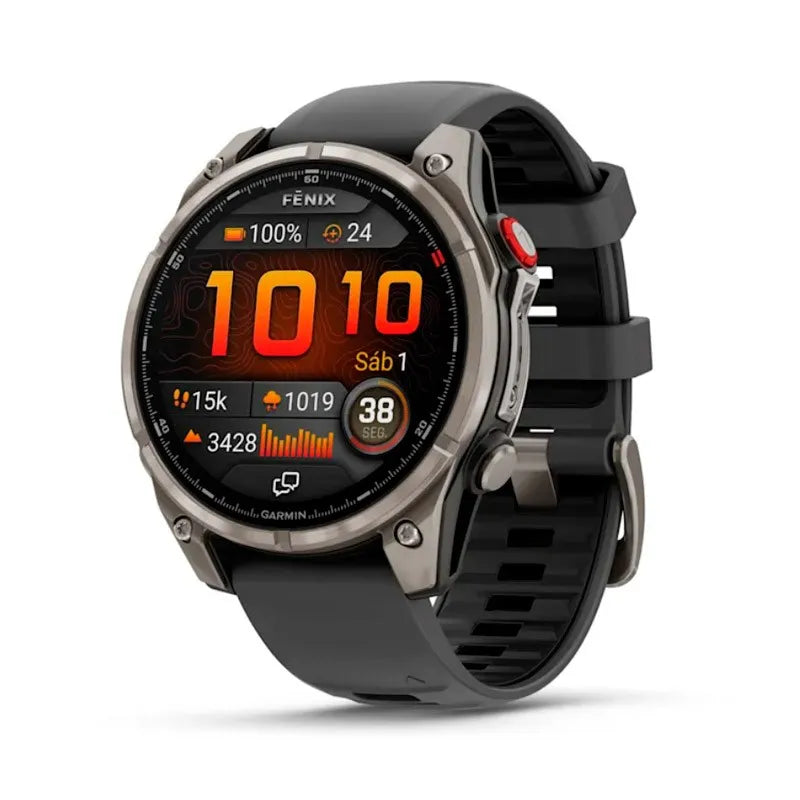 Garmin Fenix 8 AMOLED Zafiro 47 mm Titanio gris carbón correa negro