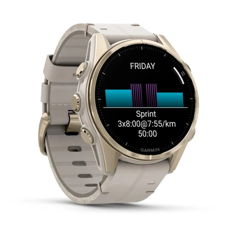RELOJ GARMIN FÉNIX 8 43MM AMOLED PIEL ZAFIRO BEIGE